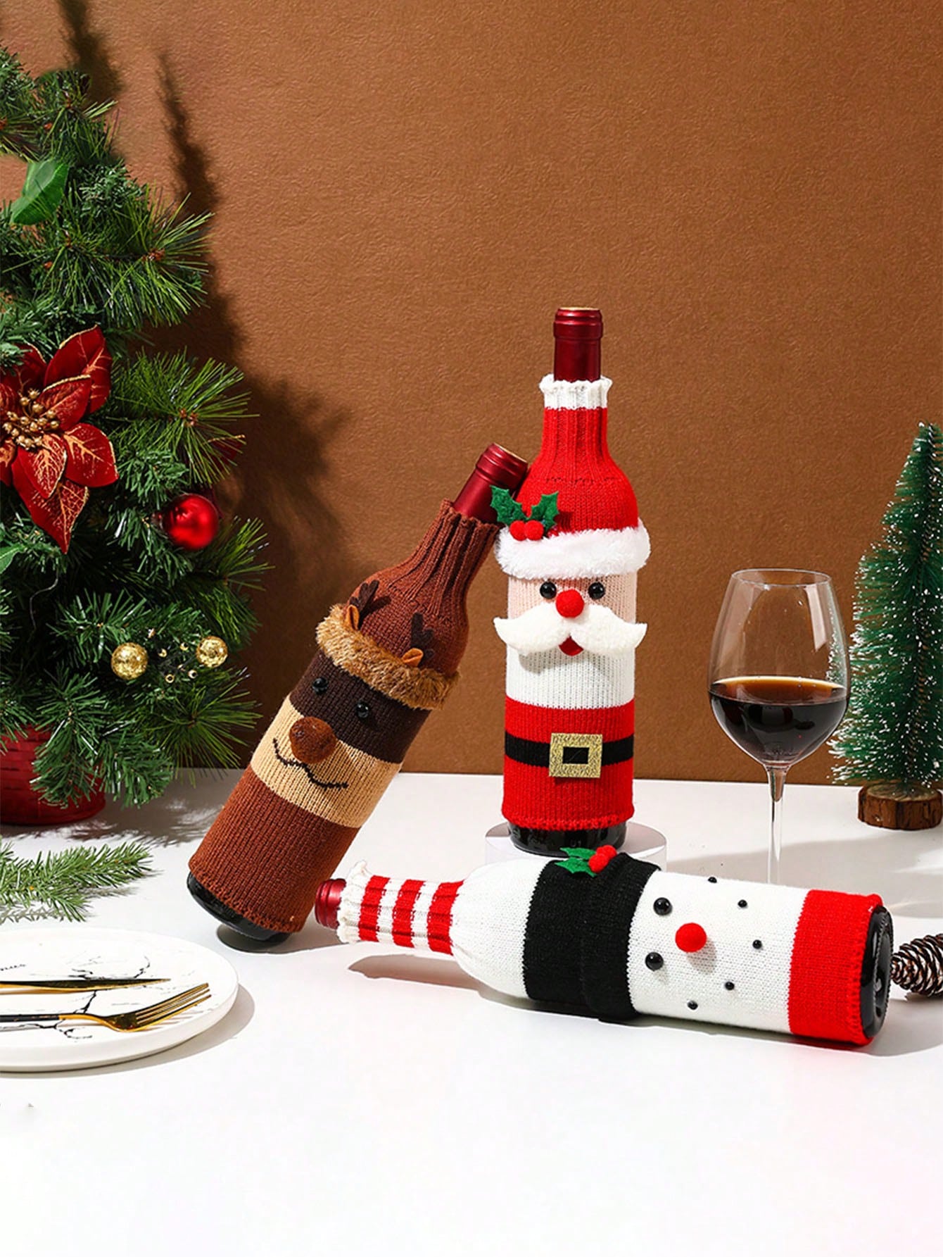 Christmas Knitted Wine Bottle Cover