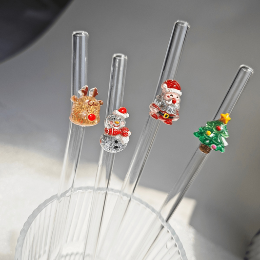 Christmas Glass Straws Set