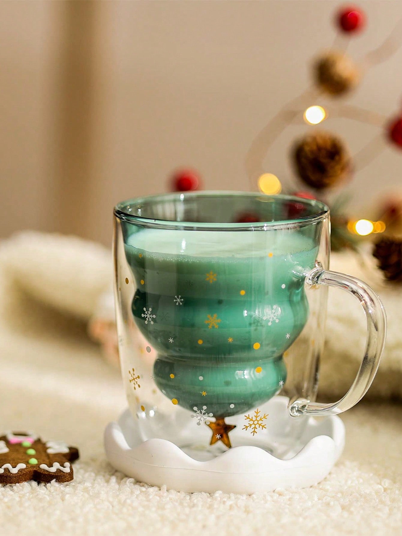 Festive Christmas Tree Glass Mug